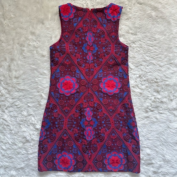 Anthropologie Eva Franco Eyelet Mini Dress Embroidered Lace Burgundy 2 NWT New - Picture 4 of 12